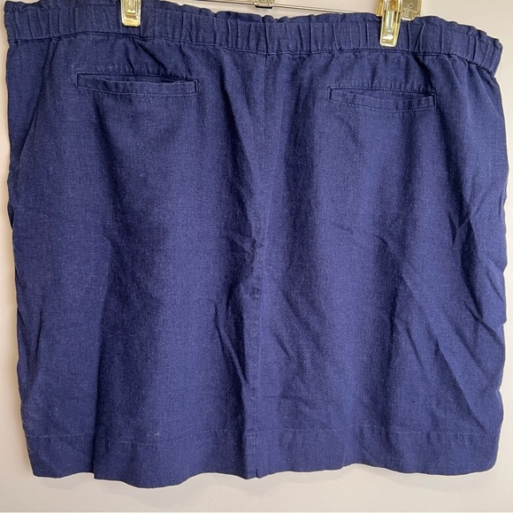 Caslon Navy Blue Linen Blend Drawstring Skirt Size XXL Front & Back Pockets EUC - Picture 2 of 4